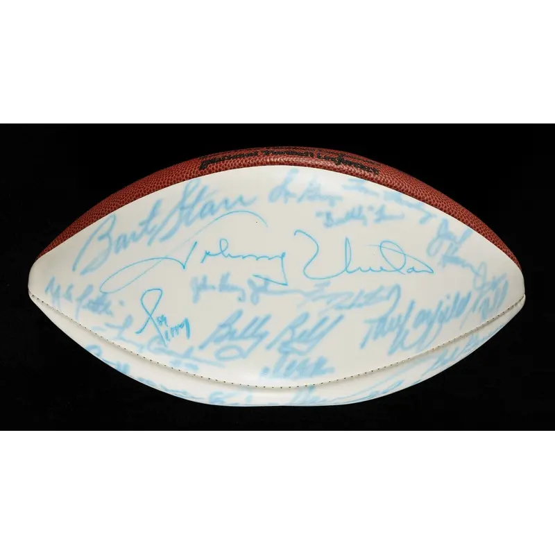 Johnny Unitas Walter Payton Bart Starr HOF Legends Signed Football Beckett COA
