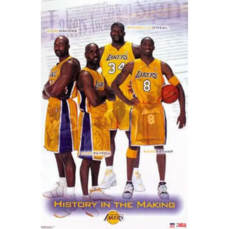 L.A. Lakers "History in the Making" (Kobe, Shaq, Malone, Payton) Poster - Starline 2003
