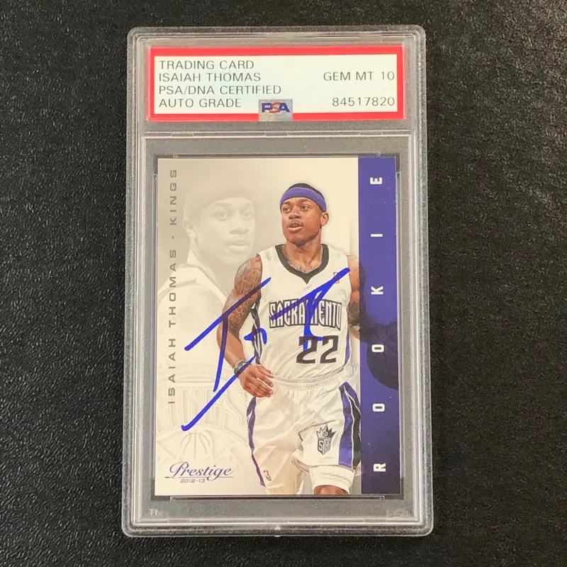 2012-13 Panini Prestige #157 Isaiah Thomas Signed Card AUTO 10 PSA Slabbed RC Kings