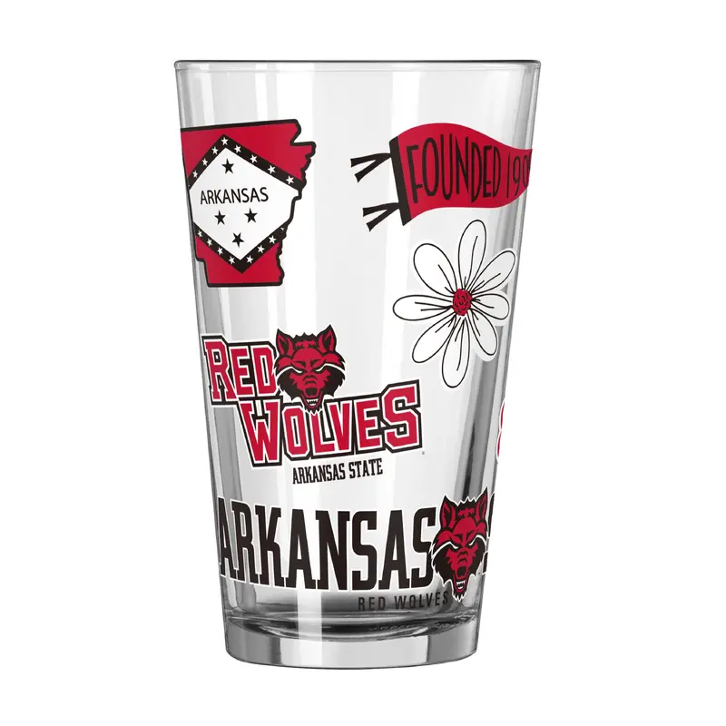Arkansas State 16oz Native Pint Glass