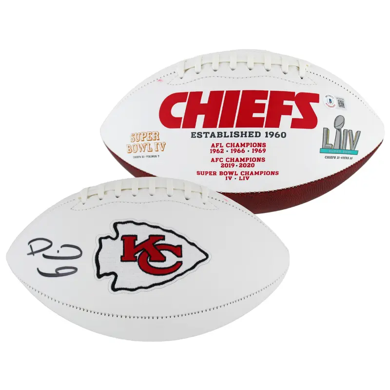 Chiefs Patrick Mahomes Authentic Signed White Panel Logo Football BAS #AC26706