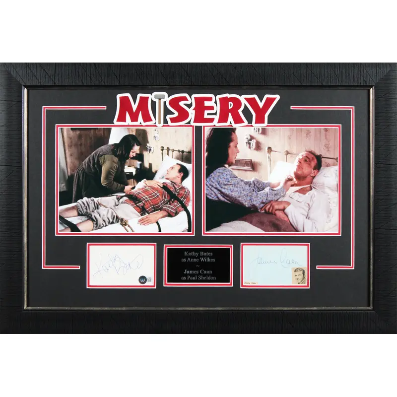 James Caan & Kathy Bates Misery Signed Index Card Framed Display BAS #AE09641