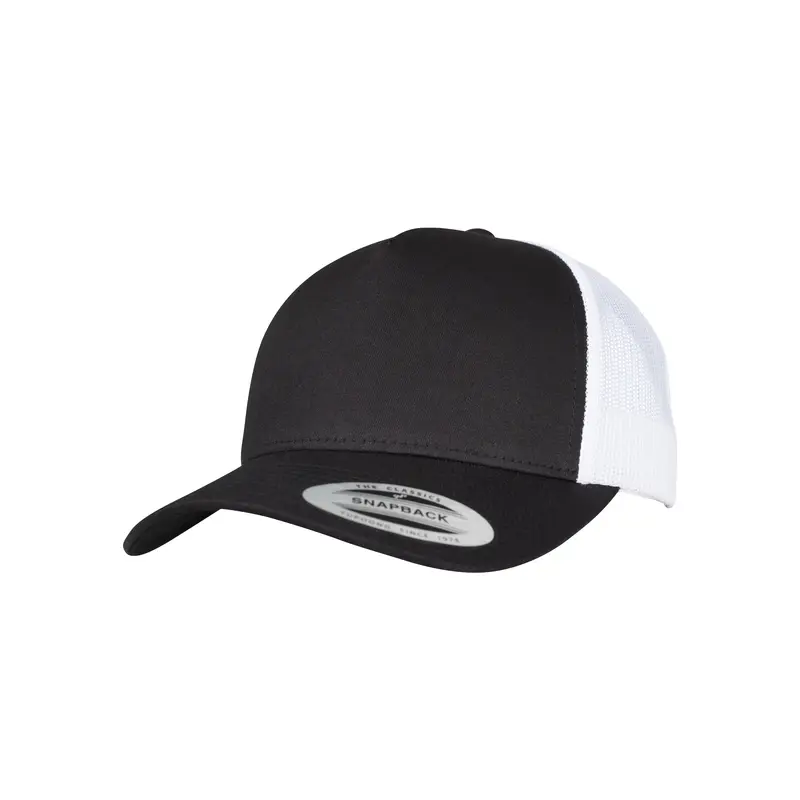 5-Panel Retro Trucker 2-Tone Cap - Black/White