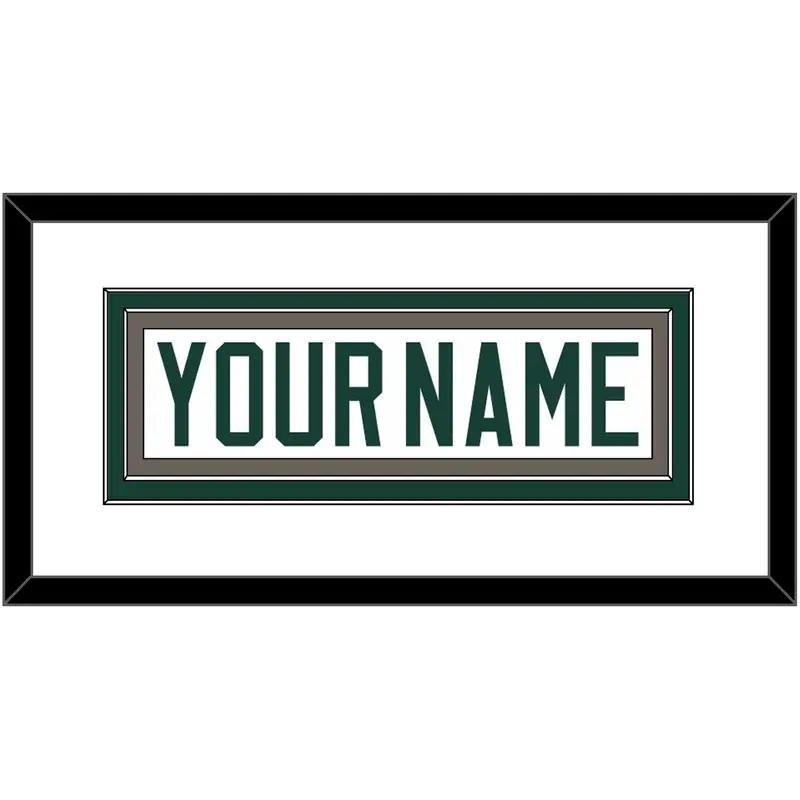 Michigan State Hockey Nameplate - Home White (2006-2007) - Double Mat 1