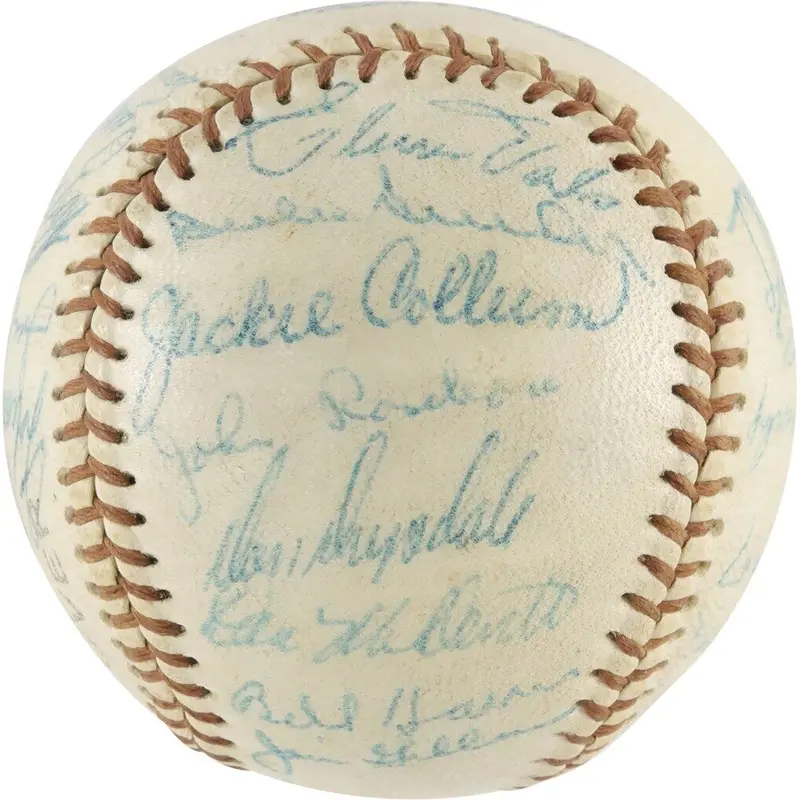 1957 Brooklyn Dodgers Team Signed Baseball Sandy Koufax Roy Campanella PSA DNA