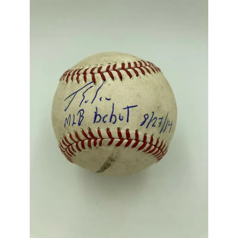 Jorge Soler MLB Debut Signed Inscribed Game Used Baseball 8-27-14 PSA DNA & MLB