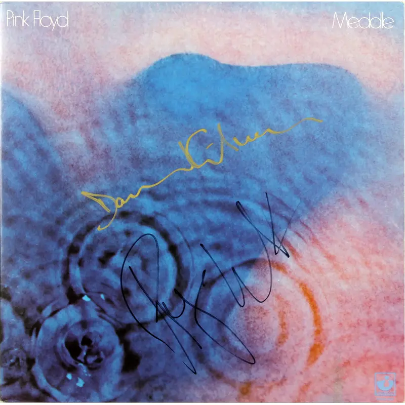 Pink Floyd Roger Waters & David Gilmour Signed Meddle Album Cover W/ Vinyl BAS