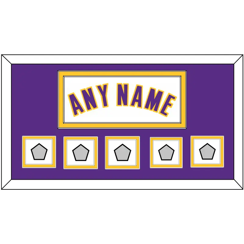 Los Angeles Name & 5 Trophy Patches - Alternate White (2002-2018) - Double Mat 3