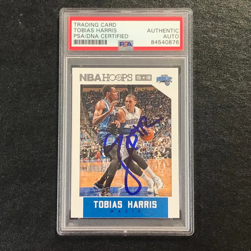 2015-16 NBA Hoops #90 Tobias Harris Signed Card AUTO PSA Slabbed Magic
