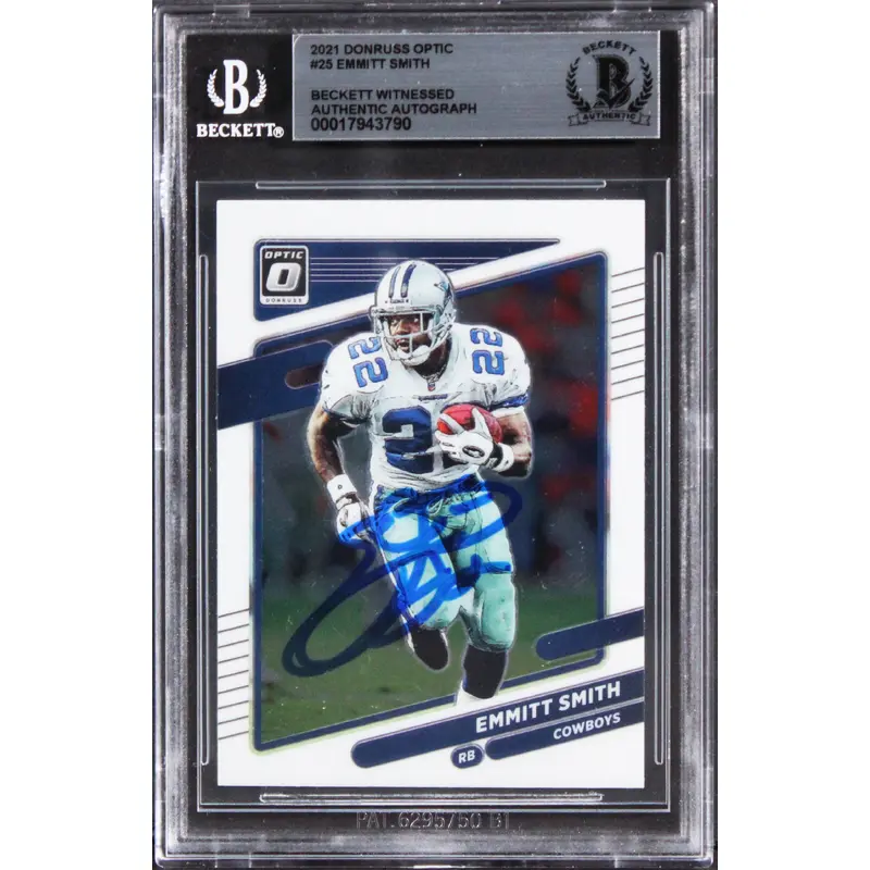 Cowboys Emmitt Smith Authentic Signed 2021 Donruss Optic #25 Card BAS Slabbed