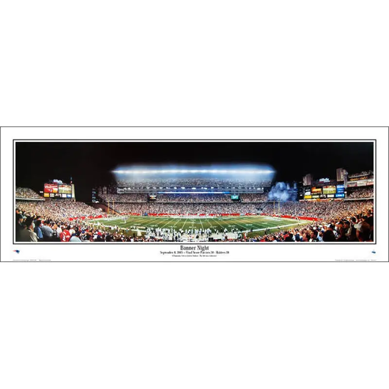Gillette Stadium "Banner Night" New England Patriots Panoramic Poster - Everlasting 2005