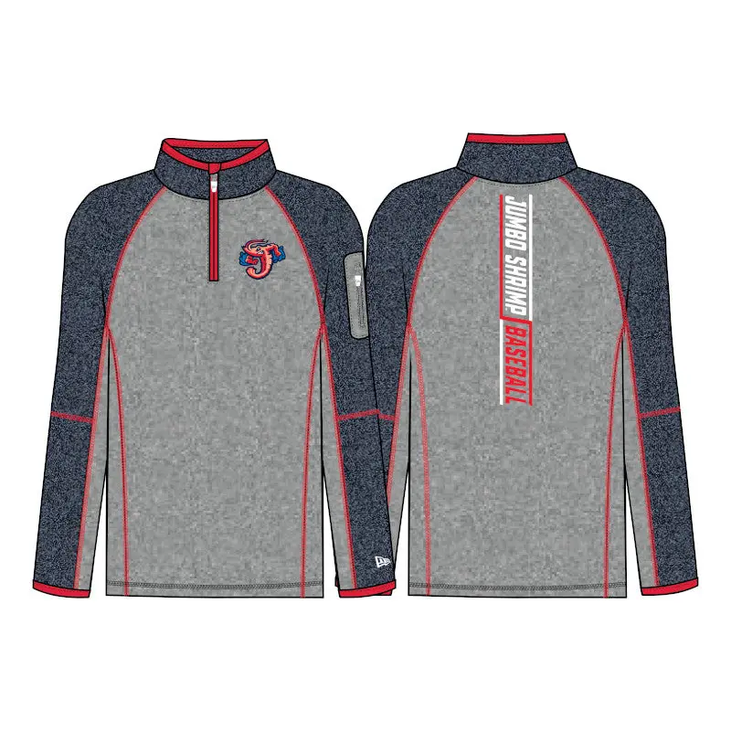 Jacksonville Jumbo Shrimp New Era Heather Gray 1/4 Zip Performance Pullover