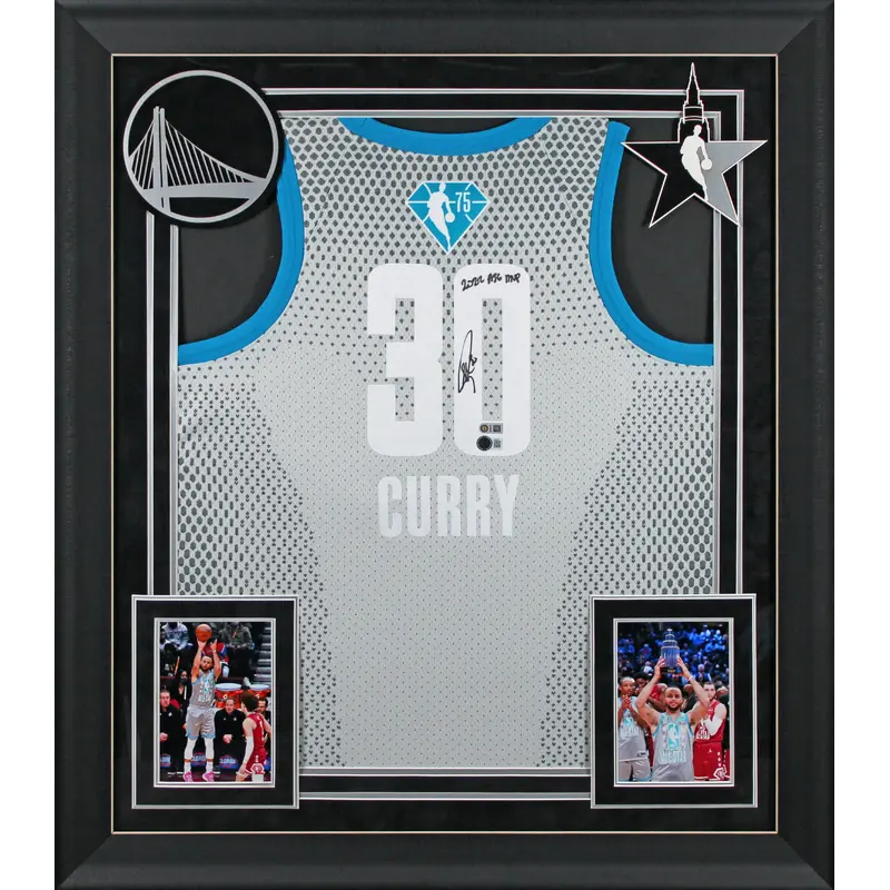 Warriors Stephen Curry "ASG MVP" Signed White All Star Nike Framed Jersey BAS