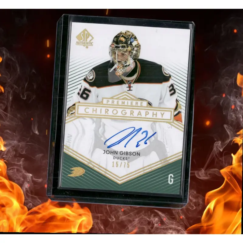 2014-15 SP Authentic John Gibson Premiere Chirography Gold Auto 15/75 #PC-GI