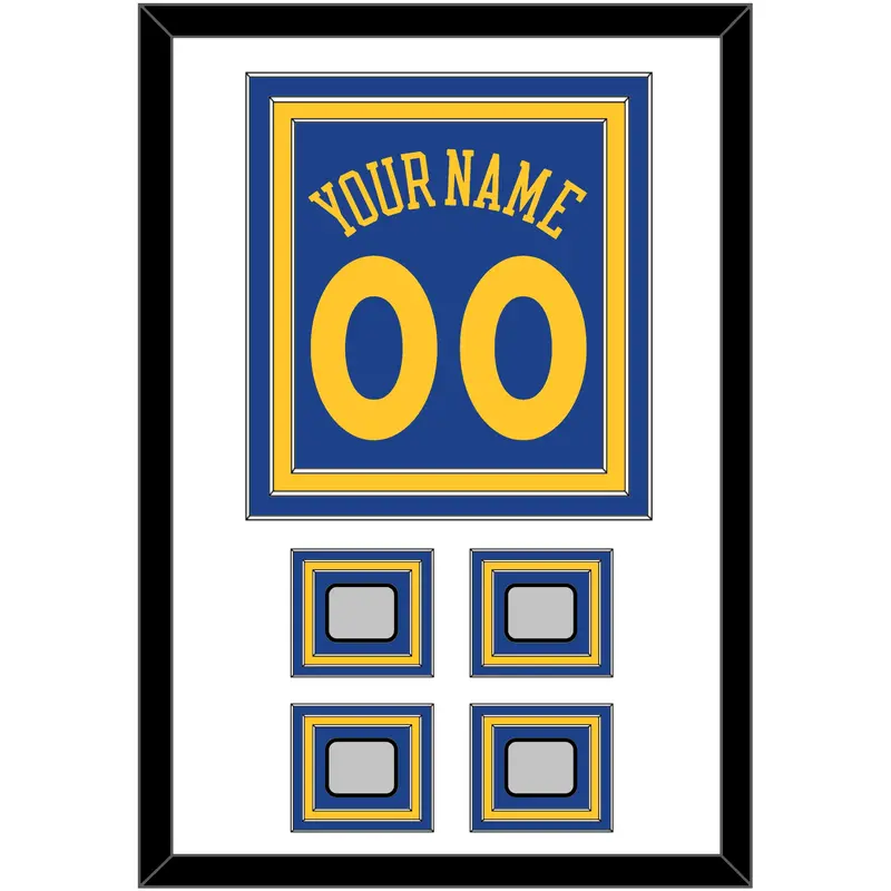 Golden State Name & Number With 4 Finals Patches - Road Blue (2010-2019) - Triple Mat 1