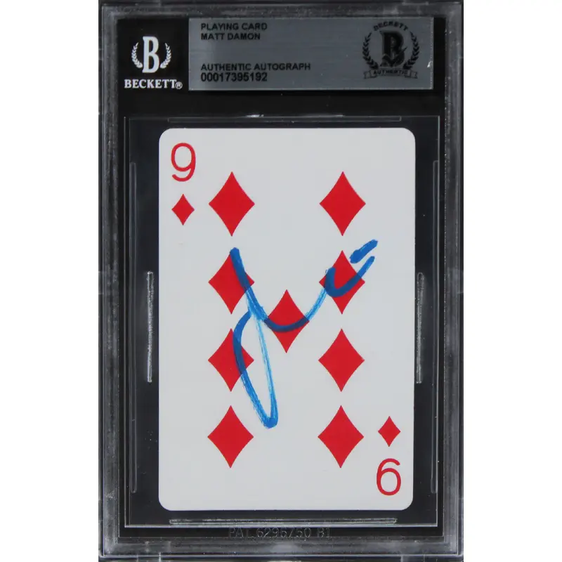 Matt Damon Rounders Authentic Signed 9 Of Diamonds Playing Card Card BAS Slabbed