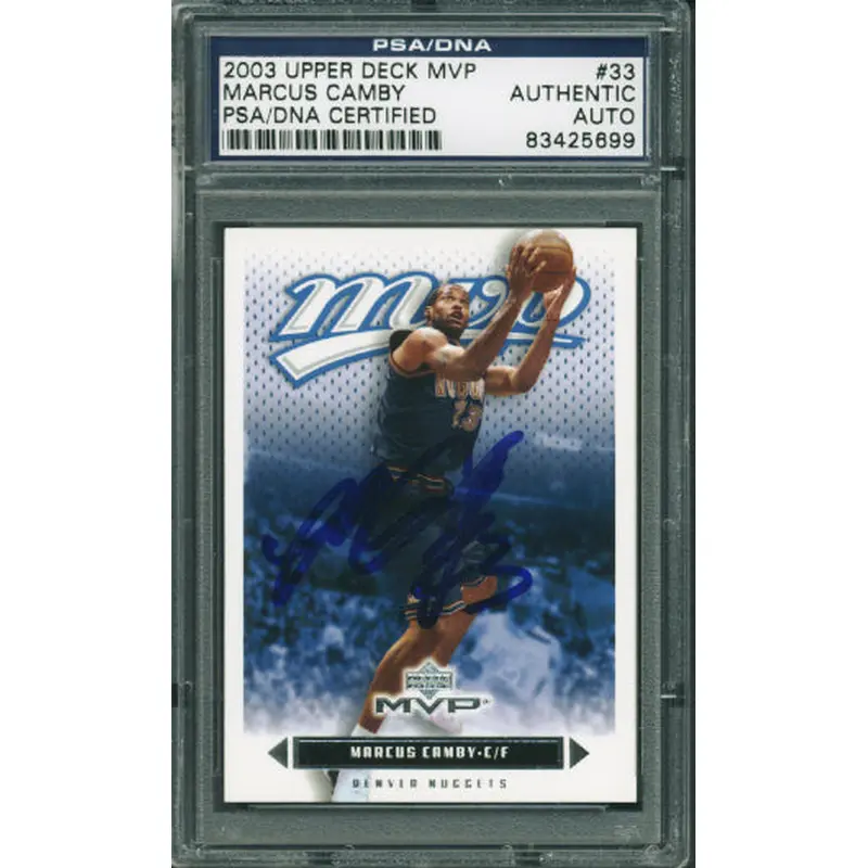 Nuggets Marcus Camby Authentic Signed Card 2003 Upper Deck MVP #33 PSA Slabbed