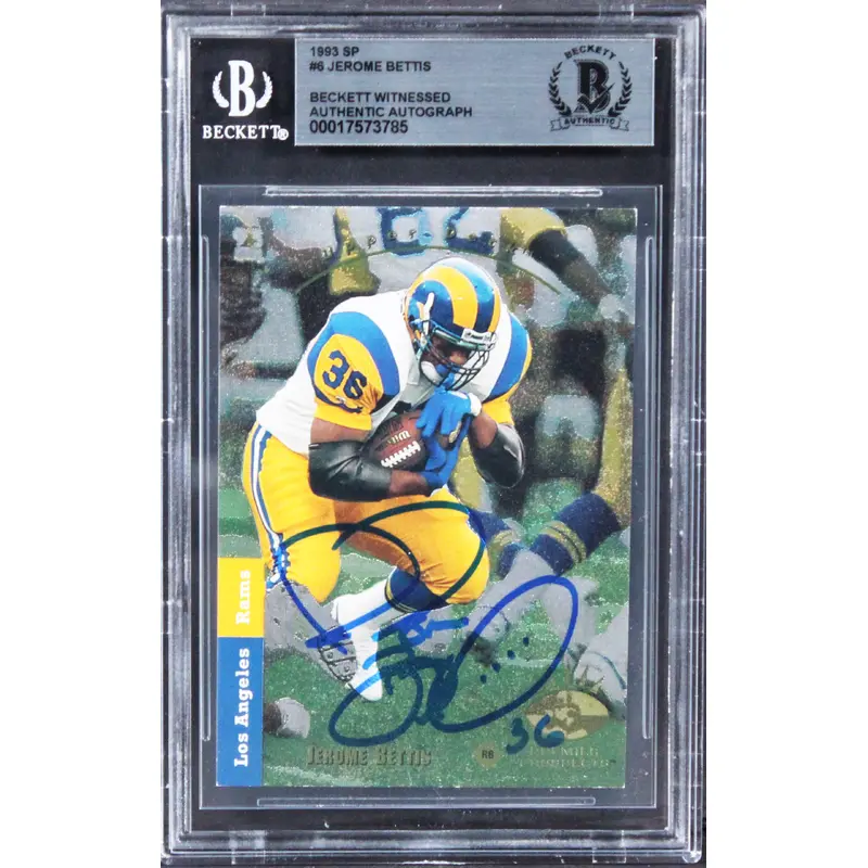 Rams Jerome Bettis Authentic Signed 1993 SP #6 Rookie Card BAS Slabbed