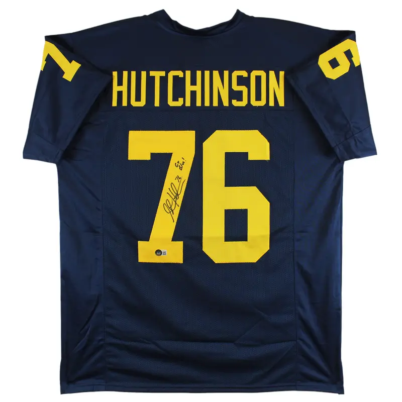 Steve Hutchinson "Go Blue!" Authentic Signed Navy Blue Pro Style Jersey BAS Wit