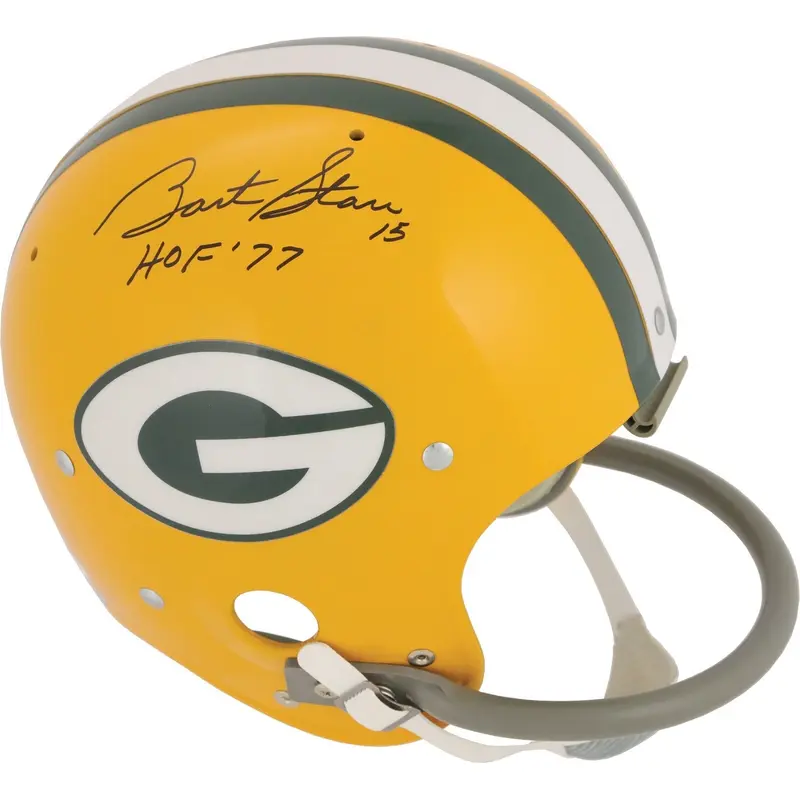 Bart Starr Hall Of Fame 1977 Signed Full Size Green Bay Packers Helmet JSA COA