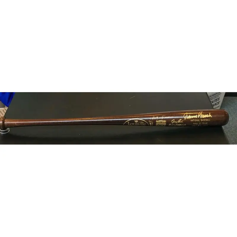 Carl Yastrzemski Johnny Bench Red Schoendienst Signed HOF Induction Bat JSA COA