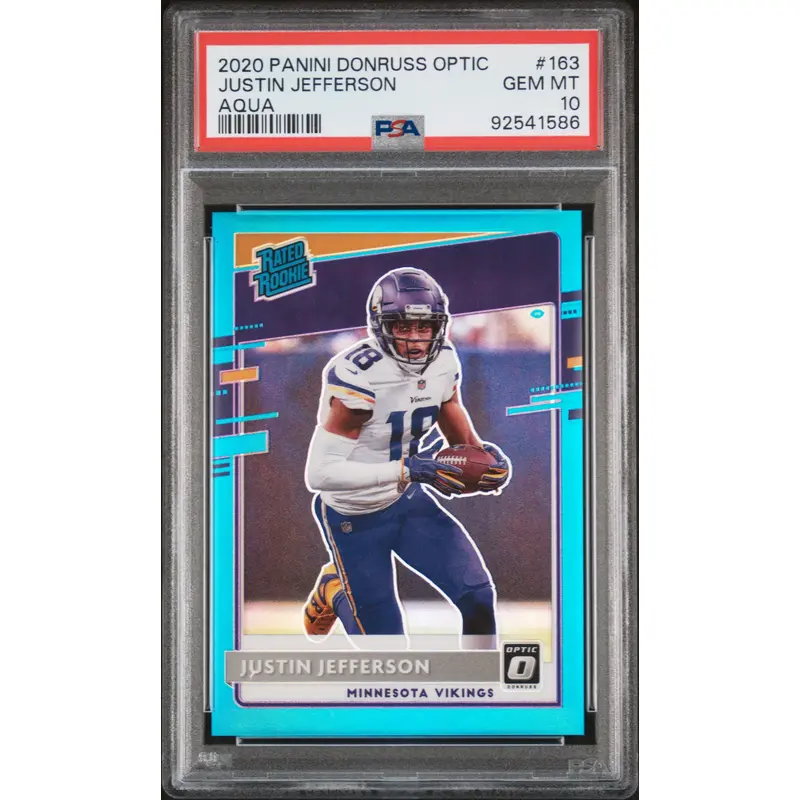 Justin Jefferson 2020 Panini Optic #163 Aqua #272/299 PSA 10 Gem Mint