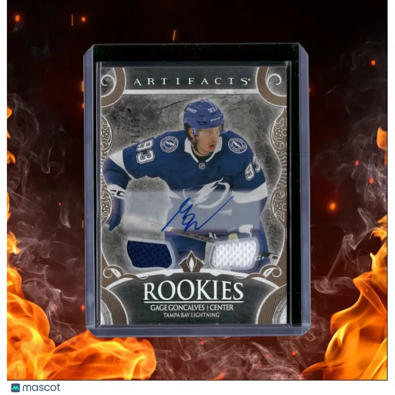 2024-25 Upper Deck Artifacts Gage Goncalves Dual Jersey Gold Rookie Auto 111/199