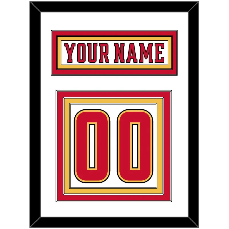 Calgary Nameplate & Number (Back) - Road White (2017-2020) - Triple Mat 1