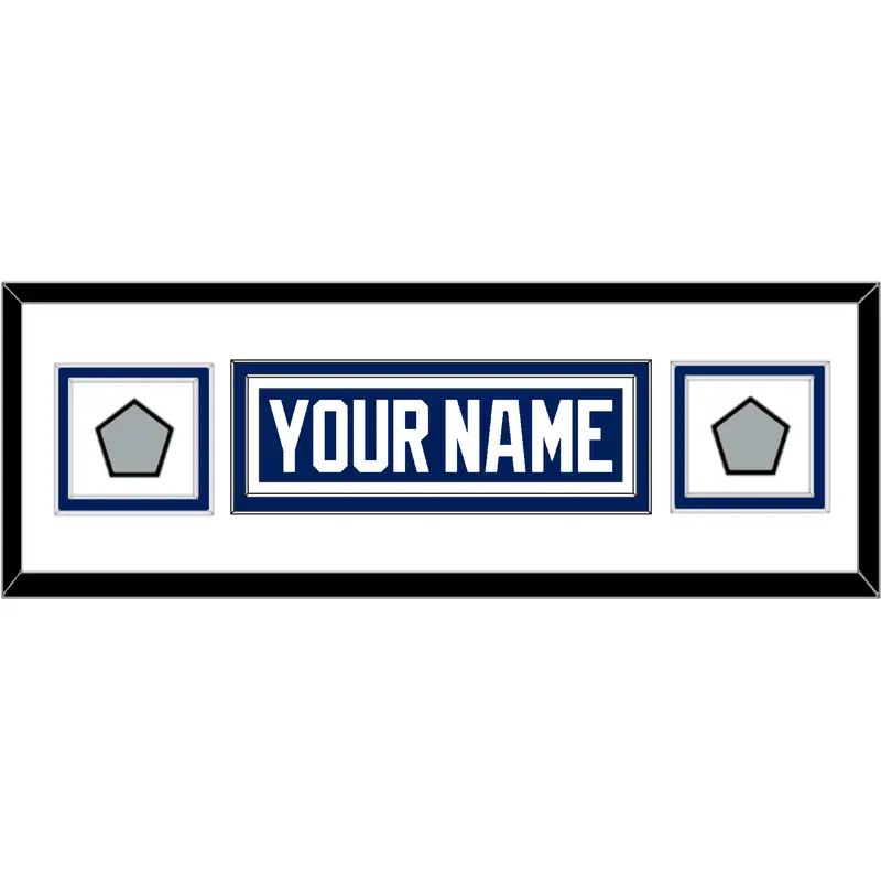 Tampa Bay Nameplate With 2020 & 2021 Stanley Cup Finals Patches - Home Blue - Double Mat 2