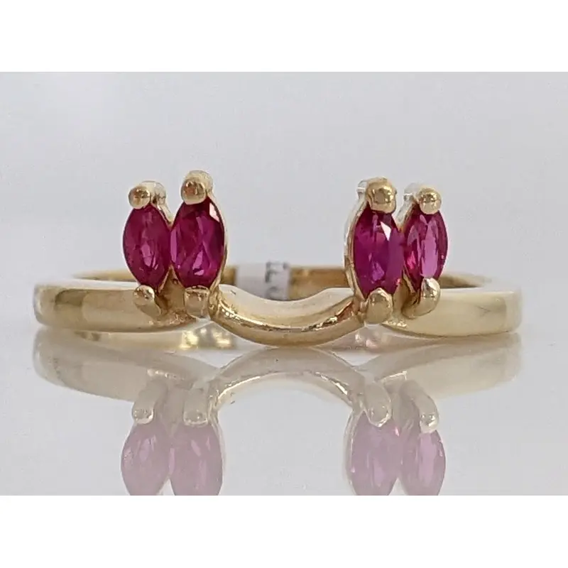 14K RUBY "A" MARQUISE (2) 2X4 (2) 5X1.5MM ESTATE WRAP 2.8 GRAMS