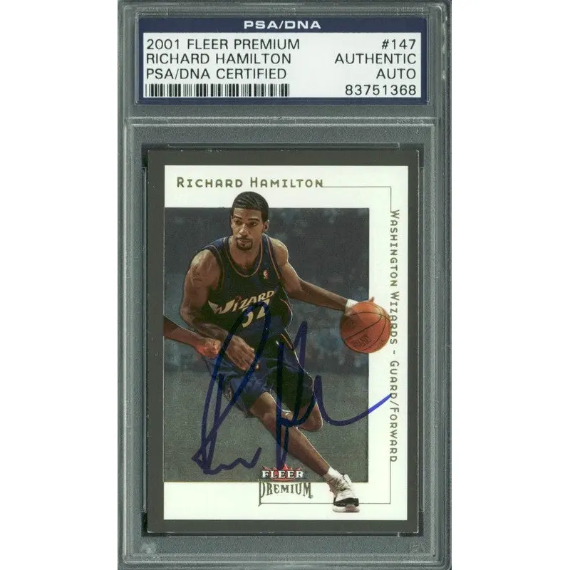 Wizards Richard Hamilton Signed Card 2001 Fleer Premium #147 PSA/DNA Slabbed