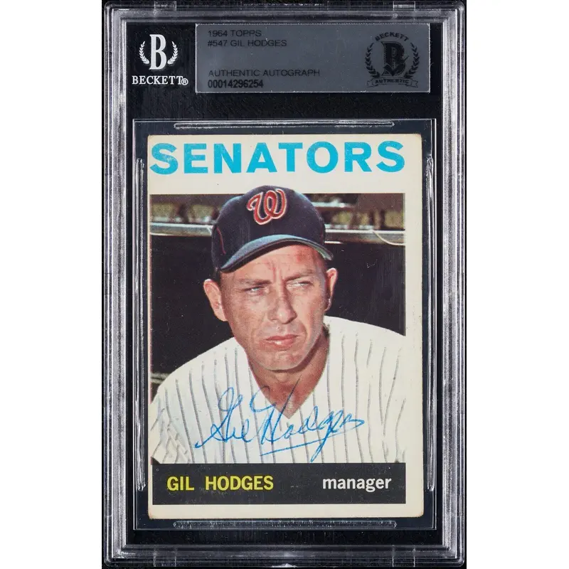Gil Hodges Signed 1964 Topps #547 BGS Beckett Certified Auto Hall Of Fame
