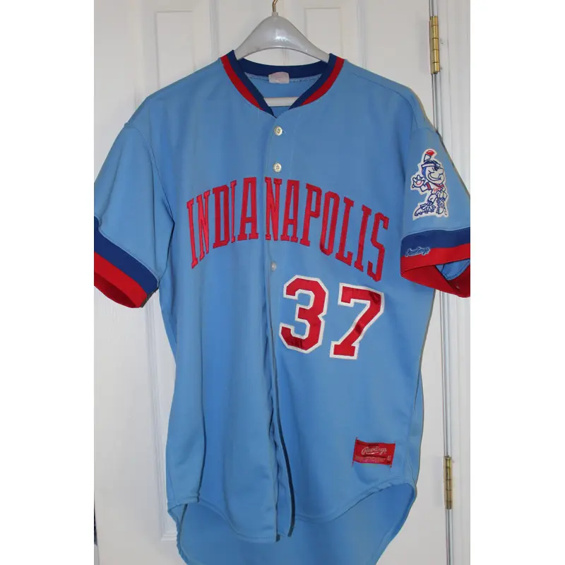 1987 Indianapolis Indians Mike Colbern Game Used Powder Blue Jersey