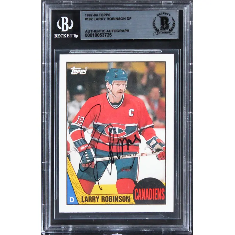 Canadiens Larry Robinson Authentic Signed 1987 Topps #192 Card BAS Slabbed 1