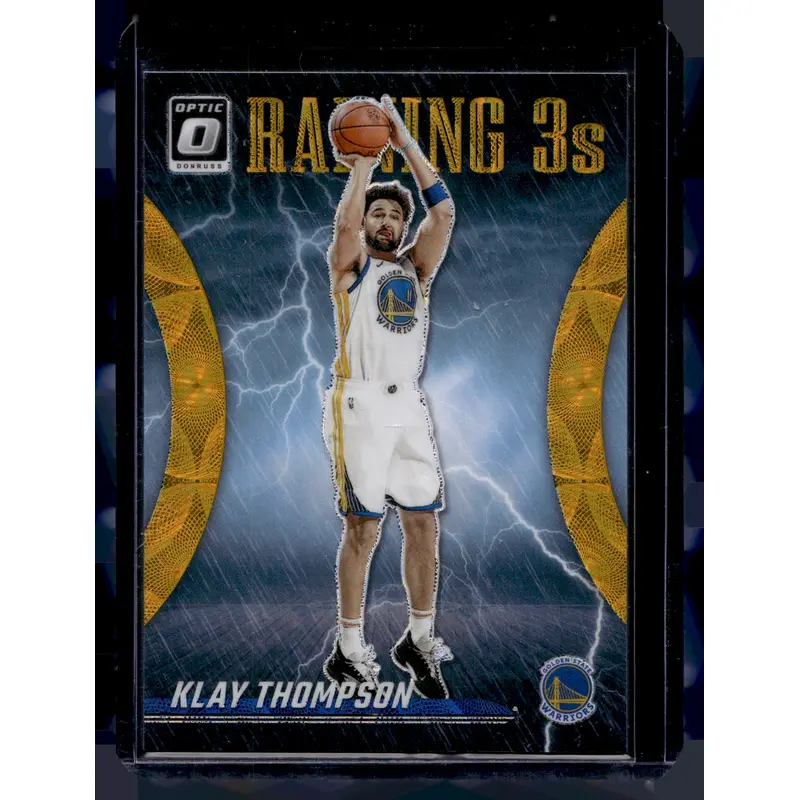 2023-24 Panini Donruss Optic - Raining 3s - Gold Prizm - Klay Thompson #7 /10
