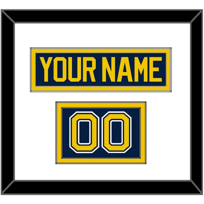 Michigan Hockey Nameplate & Number (Shoulder) - Road Blue (2021-2023) - Double Mat 1