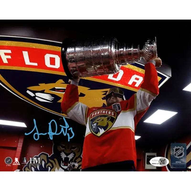 Sam Reinhart Autographed Florida Panthers (Locker Room Celebration) 8x10 Photo - JSA