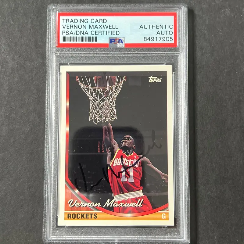 1992-93 Topps #140 Vernon Maxwell Signed Card AUTO PSA Slabbed Rockets