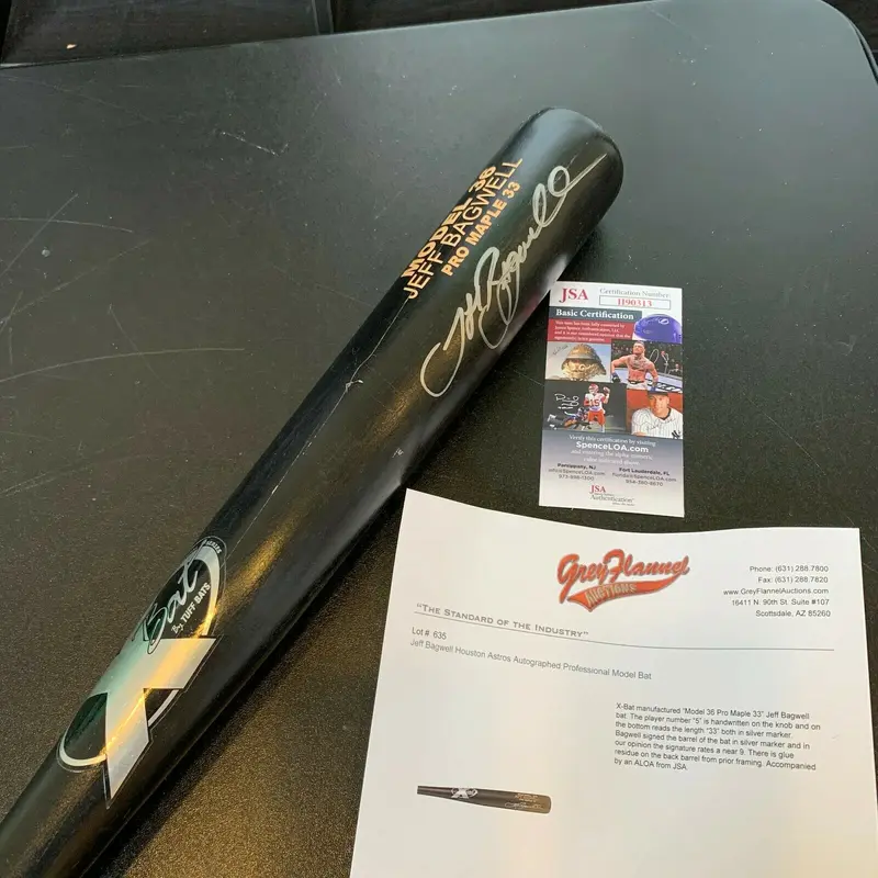 Jeff Bagwell Signed Game Issued Baseball Bat With JSA COA