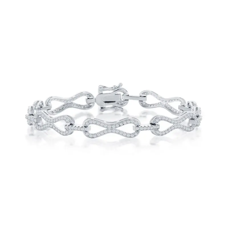 Sterling Silver CZ Infinity Bracelet