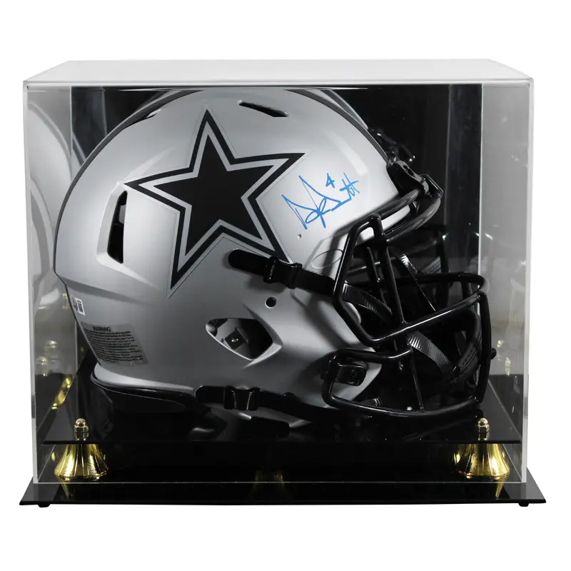 Cowboys Dak Prescott Signed Rave Full Size Speed Proline Helmet W/ Case BAS Wit