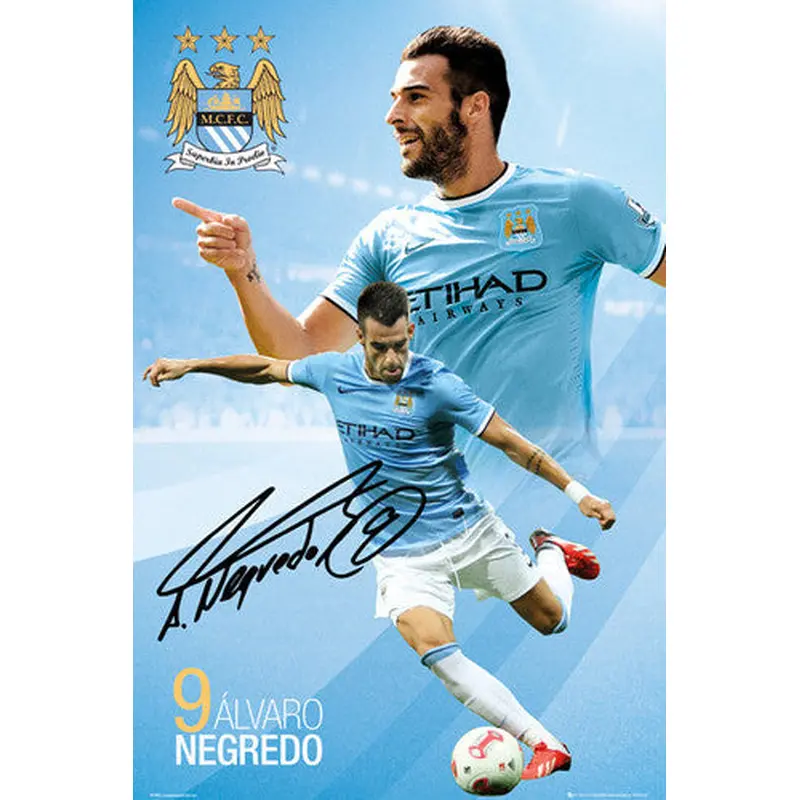 Alvaro Negredo "Signature" Manchester City FC Soccer Action Poster - GB Eye (UK)