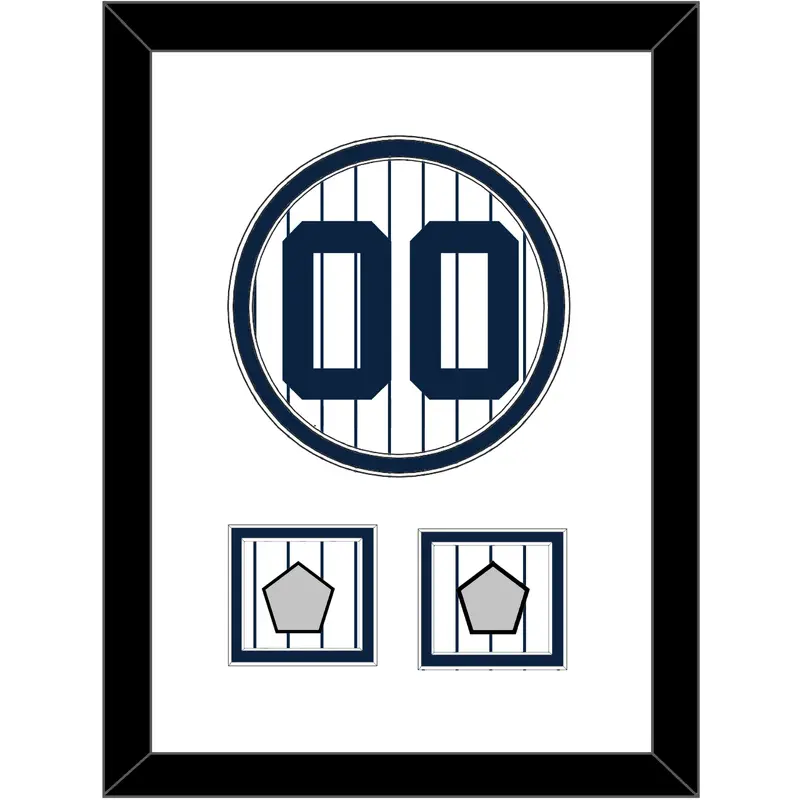 New York Number & 2 World Series Jersey Patches - Pinstripes - Double Mat 1