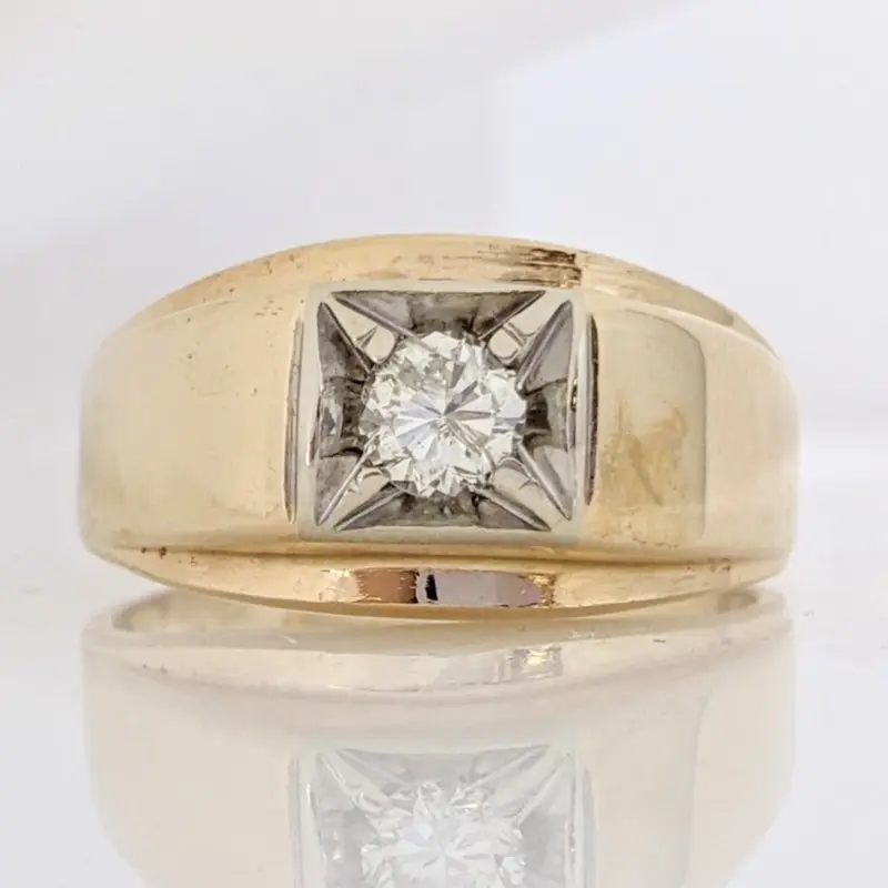 14K .46 CARAT TOTAL I2 I DIAMOND ROUND ESTATE RING 9.5 GRAMS