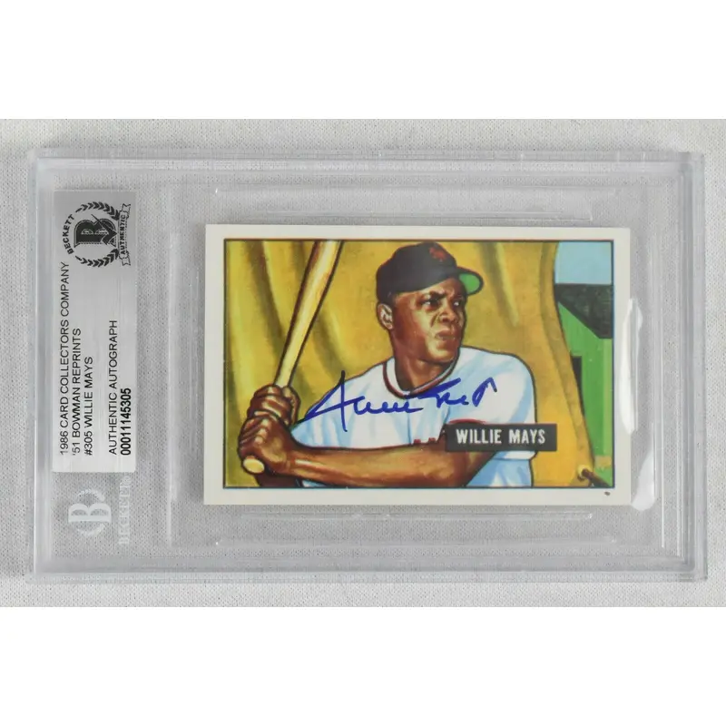 1951 Bowman Willie Mays Signed Autographed RP Rookie Card RC BGS Certified