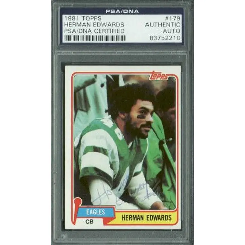 Eagles Herman Edwards Signed Card 1981 Topps #179 PSA/DNA Slabbed #83752210