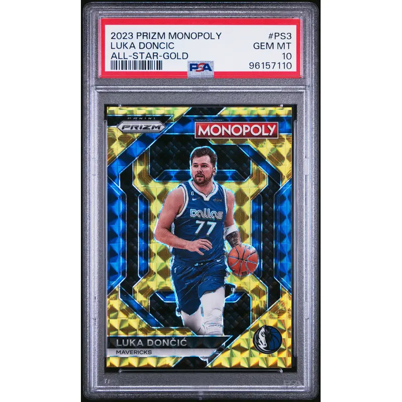 Luka Doncic 2023 Prizm Monopoly Gold All-Star #45/49 PSA 10 Gem Mint