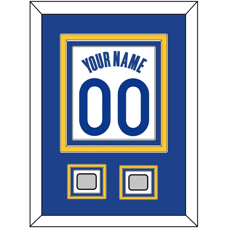 Golden State Name & Number With 2 Finals Patches - White Association - Triple Mat 2
