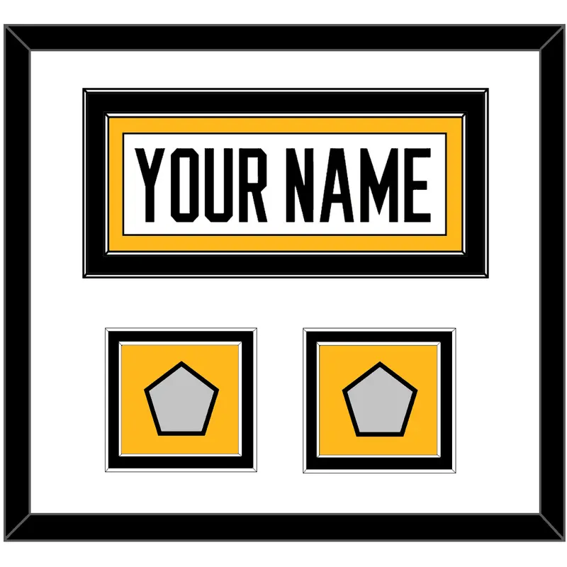 Pittsburgh Nameplate & 2 Stanley Cup Finals Patches - Home White (1988-1992) - Double Mat 1