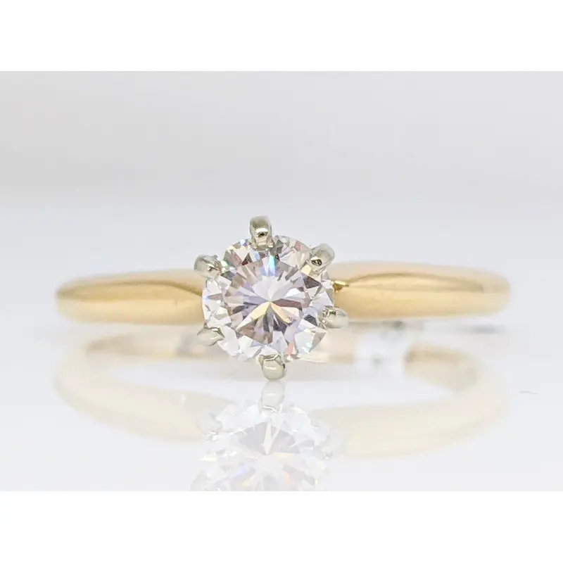 14K .45 CARAT TOTAL SI2 I DIAMOND ROUND SOLITAIRE ESTATE RING 2.2 GRAMS